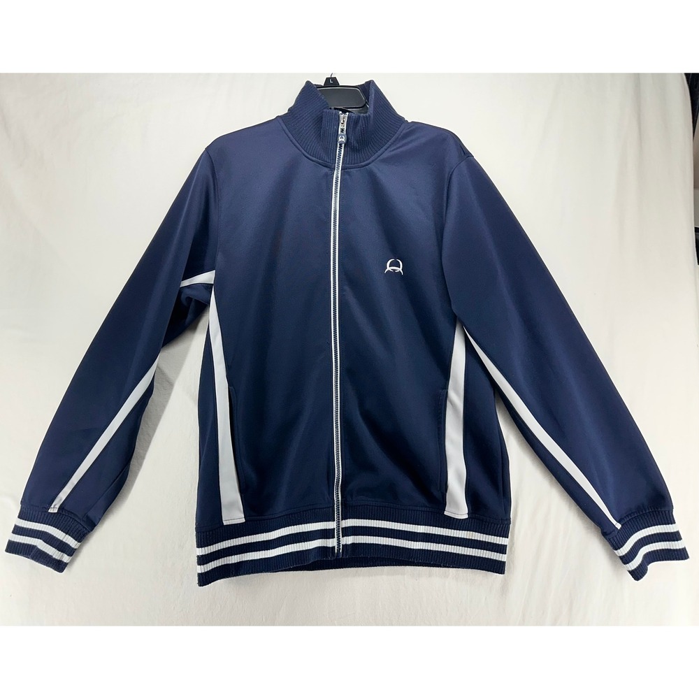 Cinch Mens Navy Blue Full Zip Track Jacket White Stripe Size M